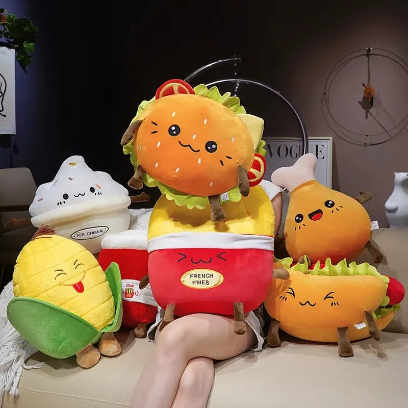 Milho batatas fritas perna de frango lance travesseiro simulação comida pelúcia sofá almofada adoravelmente decoração do quarto brinquedo acompanhar brinquedo do sono presente criativo — image 9