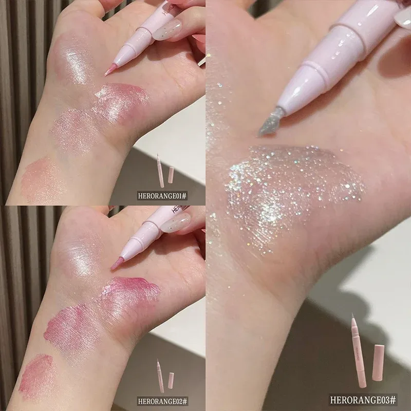 Peachy Pink Brightening Aegyo Sal Pencil Sparkling Highlighter Lying Silkworm Pen Fine Glitter Pearlescent Natural Eye Makeup — image 2