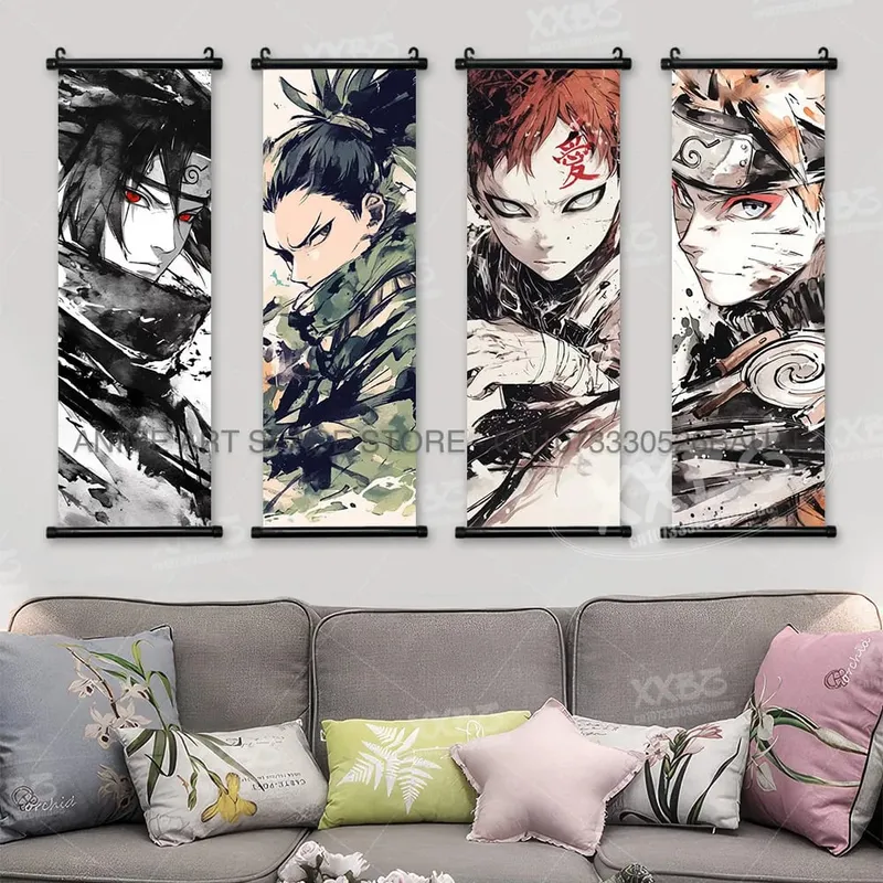 Anime Naruto Hanging Painting Hatake Kakashi Wall Art Scrolls Picture Uchiha Sasuke Home Decor Canvas Poster Haruno Sakura Mural — image 2
