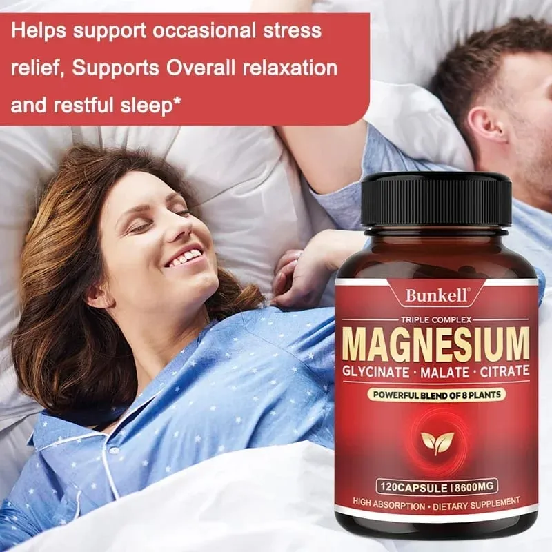 Penyerapan Tinggi Magnesium Glycinate Malate Citrate 100% Kelat Bukan GMO Vegetarian Bebas Gluten 8 600 Mg 120 Kapsul — image 5