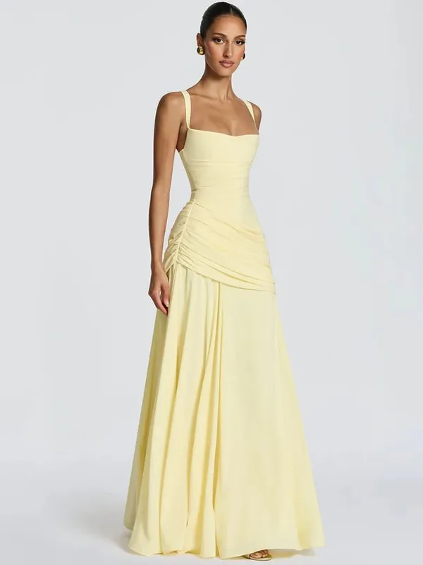 Mozision sexy maxi šaty bez ramínek bez ramínek Bodycon Ruched Club Party Dlouhé šaty Dámské — image 3