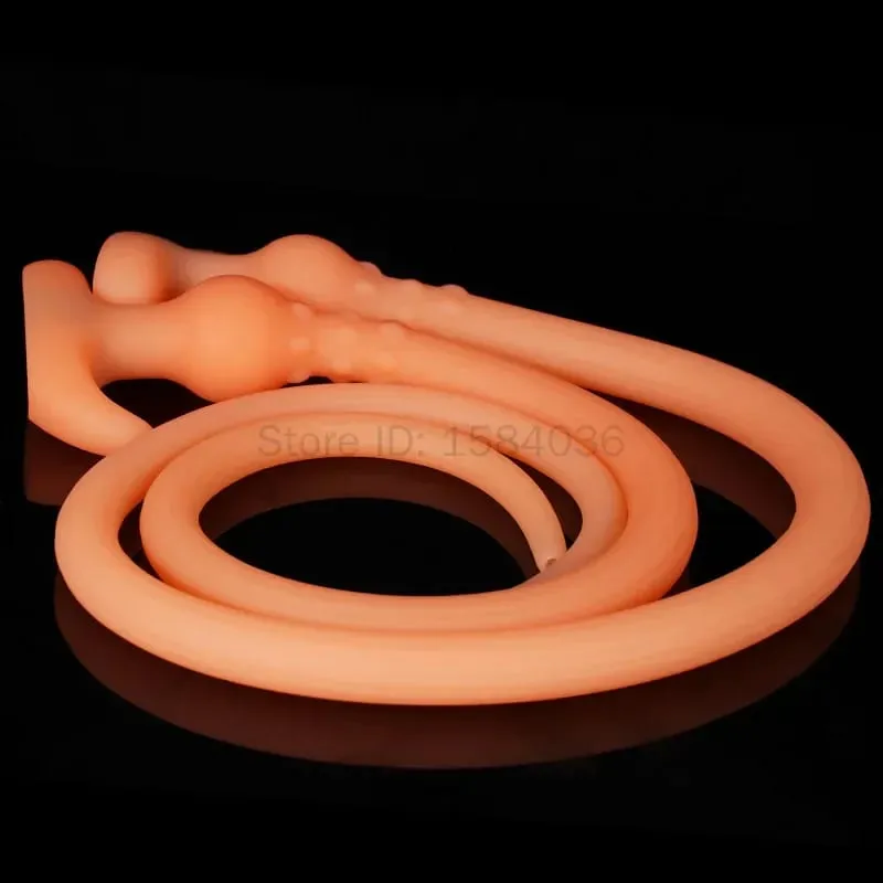 Super dlouhý anální kolík Whip Silikon Nositelný anální kolík Dutý klystýr Vaginální čistící dilda Deeper 18+ Sexuální hračky pro dospělé pro páry — image 1