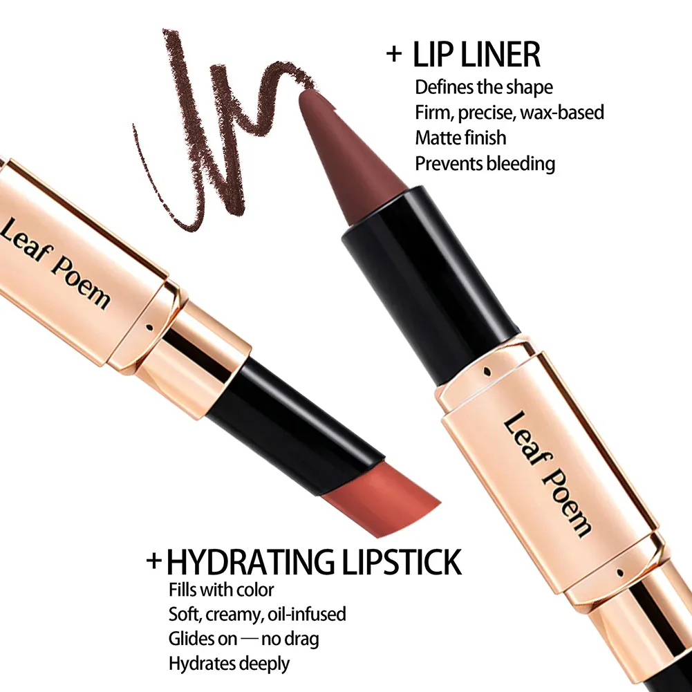 Dual‑Head Matte Lipstick Lip Liner Pen 2‑in‑1 Lip Definer & Lip Color Stick Smooth Lip Makeup for Daily Party Use — image 4