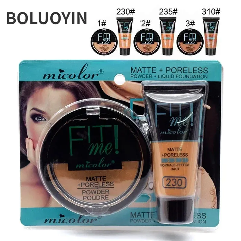 30ml Liquid Foundation Dark Skin Dedicated Foundation Cosmetic 30g Micolor Fit Me 2 IN 1 Matte Black Skin Poreless Powder Set — image 6