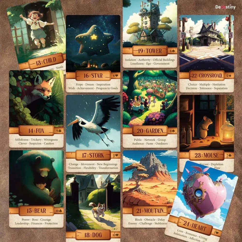 10.4*7.3cm Le Claire Lenormand A Unique 36-card Deck That Features Charming Ghibli-style Cartoon Characters