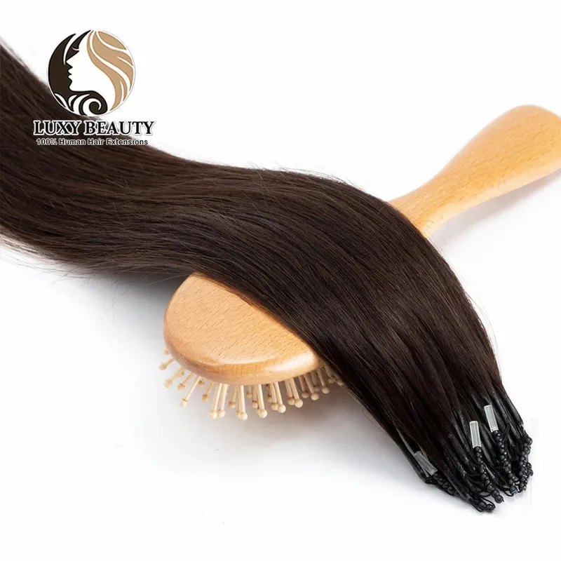 8D Micro Bead Human Hair Extensions Silicone Nano Ring Hair Extension Invisible Mini Silicon Beads Black Brown Blonde Human Hair — image 9