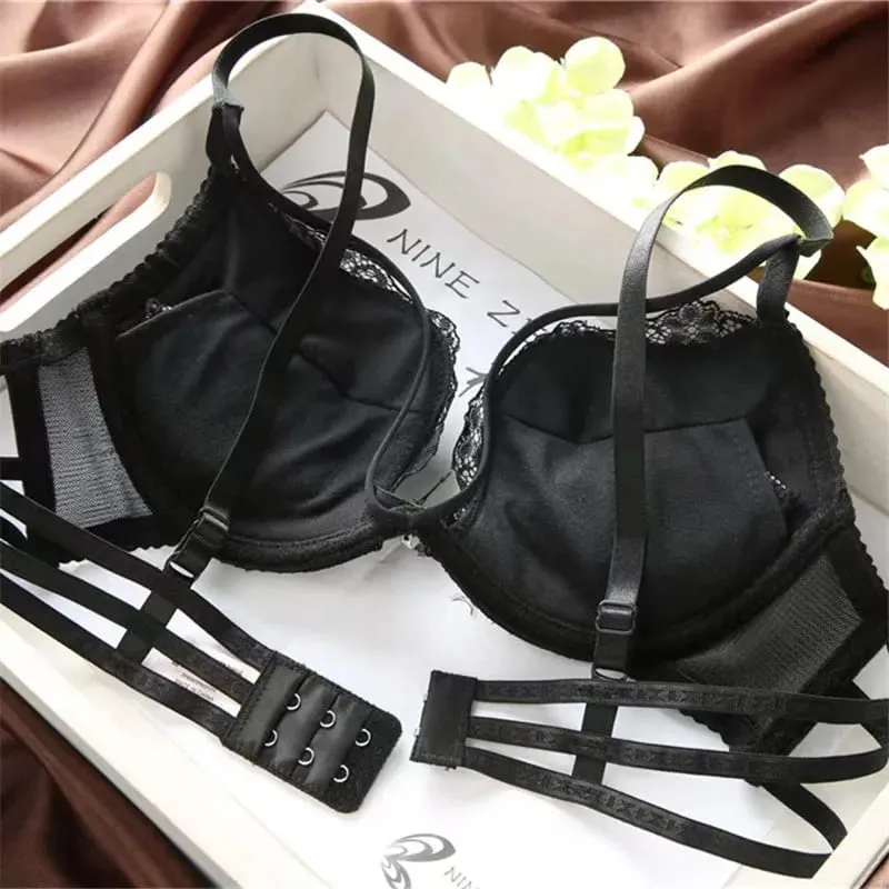 Sexy Lace Lingerie Women's Backless Thickened Bra Small Breasts Gathering Upper Support Push Up Bra — image 6