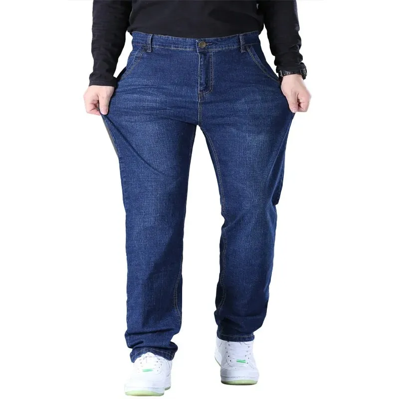Oversized Plus Velvet Thick Jeans Men's Winter Youth Straight Loose Fleece Warm Pants High Waist Men's Plus Size 52 50 10XL — image 5