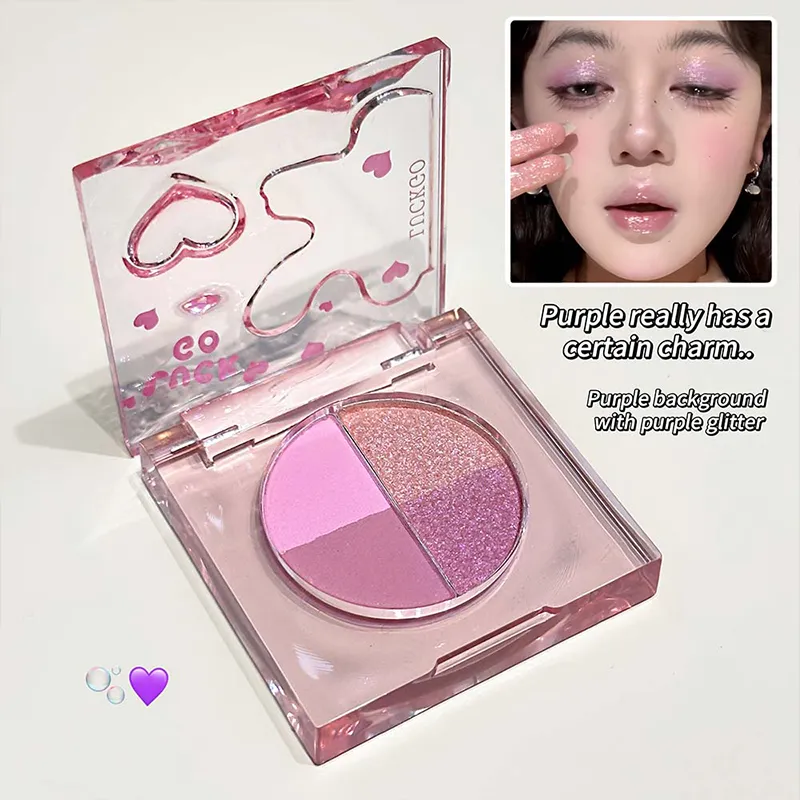 Mini 4-Color Eyeshadow Palette Natural Brightening Matte & Shimmer Lying Silkworm Eye Shadow Lavender Korean Makeup Cosmetics — image 3