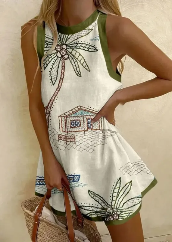 Summer Dress Casual Retro Printed Temperament Dresses Women Comfortable Shirtdress New Vacation Beachwear Sleeveless Dresses — image 4