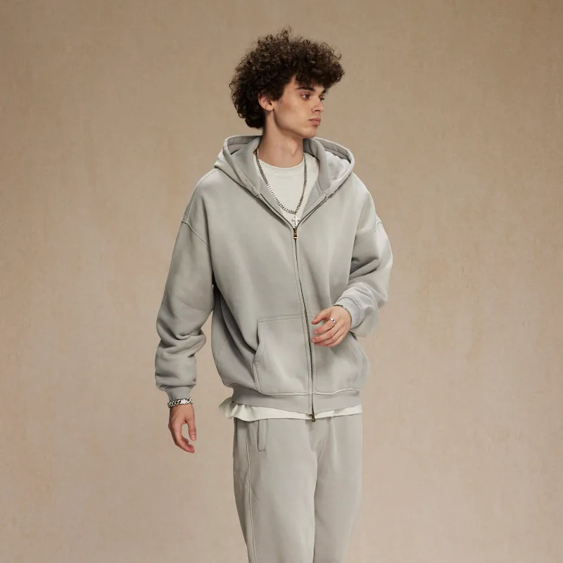 Heren Hoodies met ritssluiting Tie Dye Washed Dubbel oversized vest Sweatshirt Los Plus Pluche Gradiënt Heren Truien met capuchon Winter — image 4