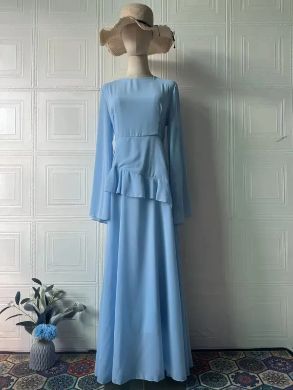 Maxi Dress Women Party Slim Fit Vestidos Round Collar Full Sleeve Tight Waist Elegant 2024 Autumn Female Elegant Long Dresses