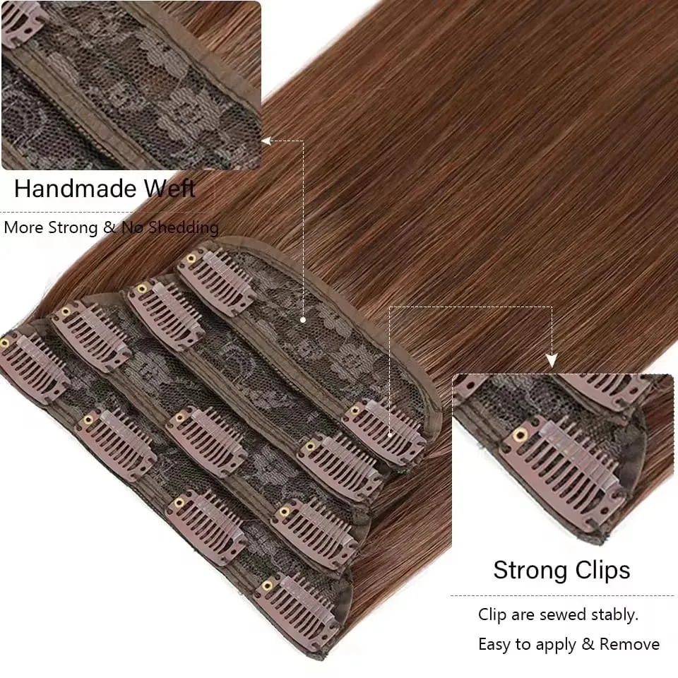 Magicae 24Inch 200G Straight Clip in Hair Extensions Blond 27/613 Ombre Brown 4Pcs/Pack Natural Bio Human-Like High Temperature — image 4