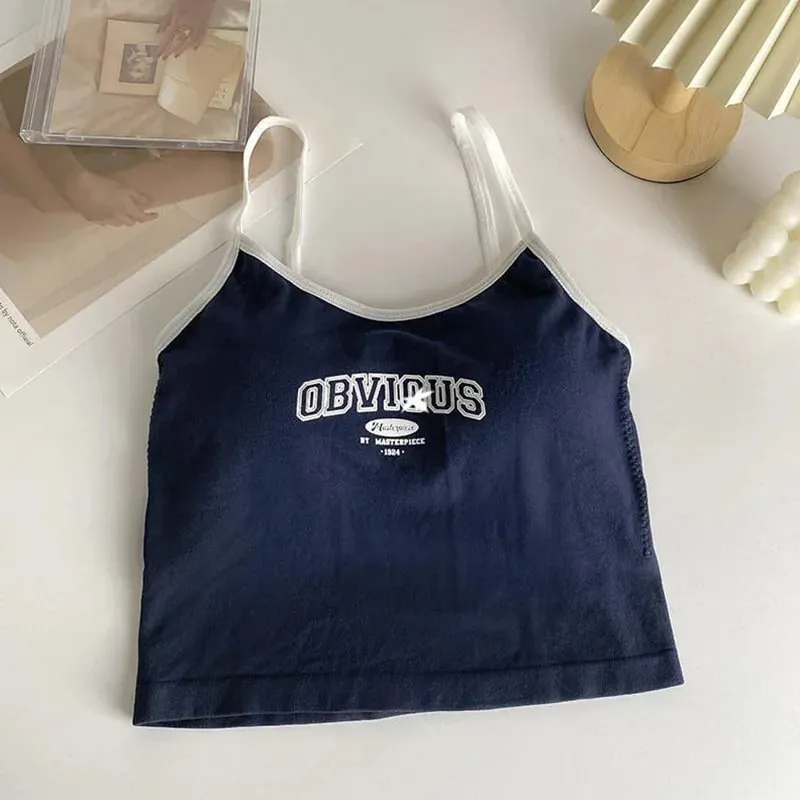 Summer Hot Picture Printing Girl Student Spaghetti-Strap Camisole Top Sexy Outerwear Fixed Cup Chest Pad Chest Wrap Underwear Fe — image 12