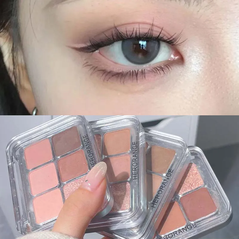 Grey Rose Shimmer Matte Eyeshadow Palette 6 Colors Glitter Earth Color Low Saturation Eye Shadow Pigment Long Lasting Cosmetics — image 1