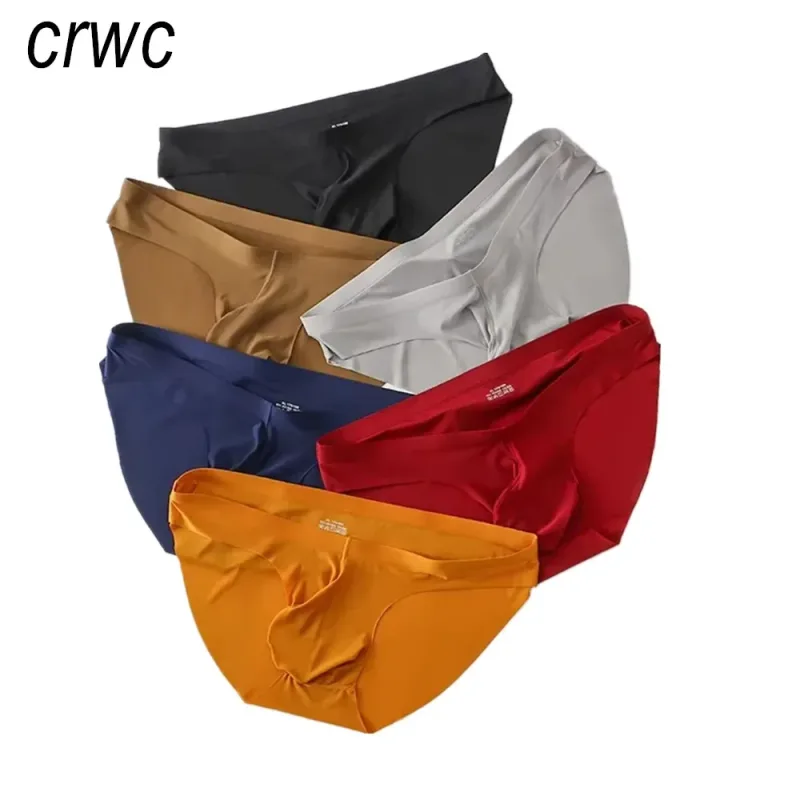 Men's Ice Silk Seamless Briefs Summer Cooling Pouch Underwear Sport Breathable Quick-Dry Anatomical Design Trunks Plus Size