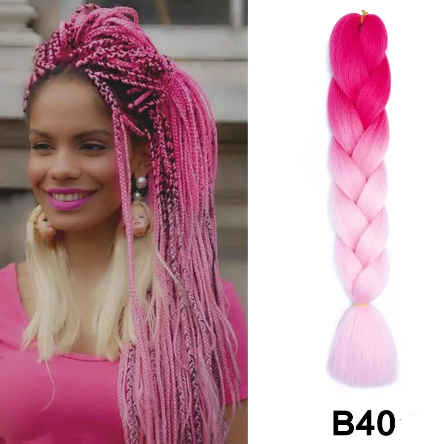 24 Inch Synthetic Jumbo Braid Pure And Ombre Braiding Hair Extensions For Women DIY Jumbo Hair Braids Black Green Gray Brown — image 47