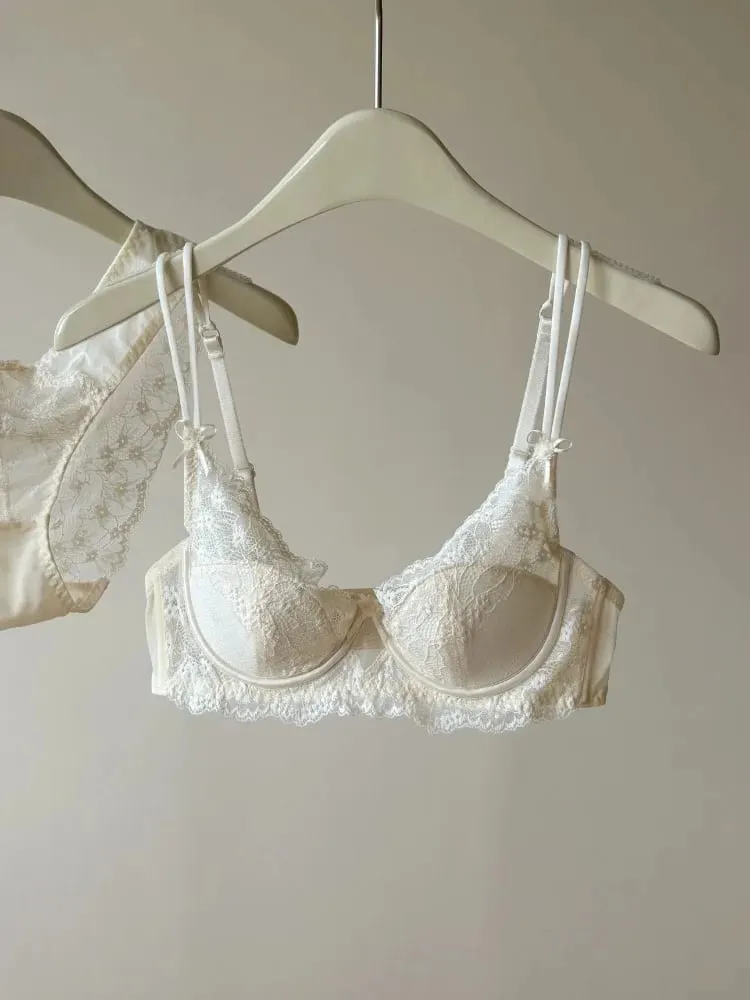 Conjunto de lencería Sexy para mujer, sujetador reductor de estilo francés, soporte para pechos grandes, Media Copa, aros suaves, sujetadores finos cómodos antiflacidez — image 4