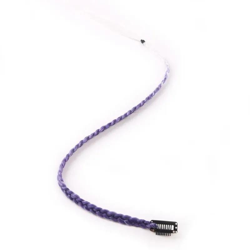 Synthetic 5 Pcs/Lot Clip-in Extensions For Women Ponytail Rainbow Braid Hair Extension 22'' Ombre Hairpiece Box Braid With Clip
