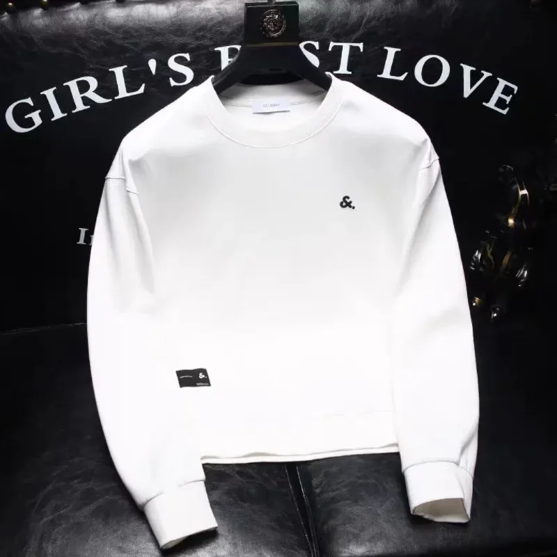 Spring Autumn Men's Trendy Simple Casual Print All Match Sweatshirt Y2K Streetwear Round Neck Long Sleeve Loose Pullover Hoodies — image 4