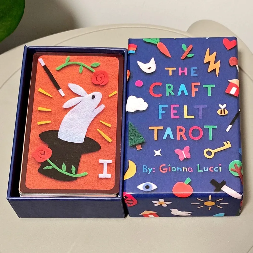 The Craft Felt Tarot 12*7 ซม. 78 ดาดฟ้าที่ไม่ซ้ำกัน Hand - Cut Felt Art Rider แปลก Divination ชุดกล่องแข็ง — image 4