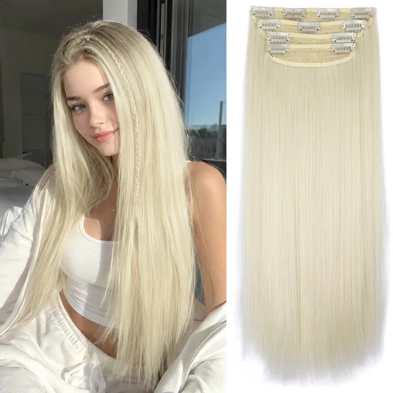 Synthetic Clips In Hair Long Wavy Clip In Hair Extensions 4Pcs/Pack 11Clips In Hair Pieces For Women 20Inch 200G Fake Hairpieces — image 25