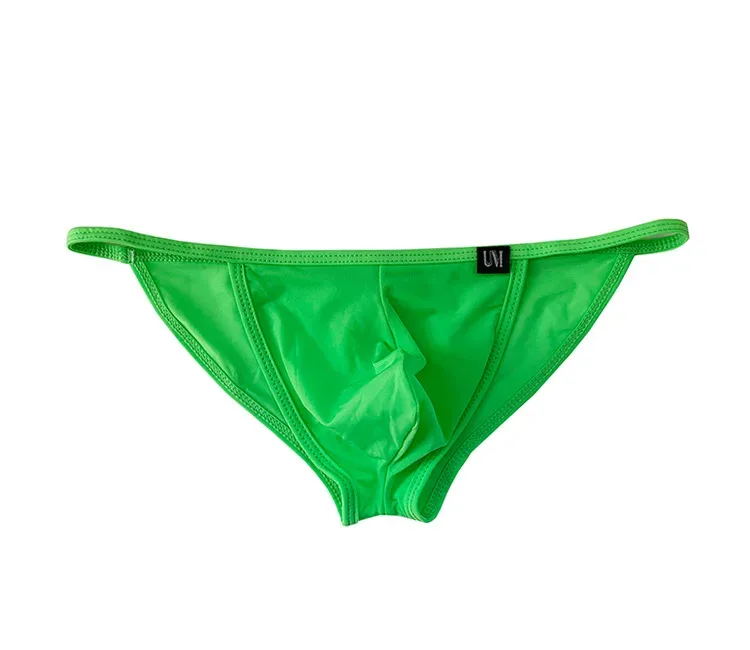 Celana Dalam Seksi Pria Celana Dalam Sutra Es Ultratipis Pakaian Dalam Bikini Belah Ganda dengan Celana Dalam Desain U-cembung Yang Dipersonalisasi Lubang