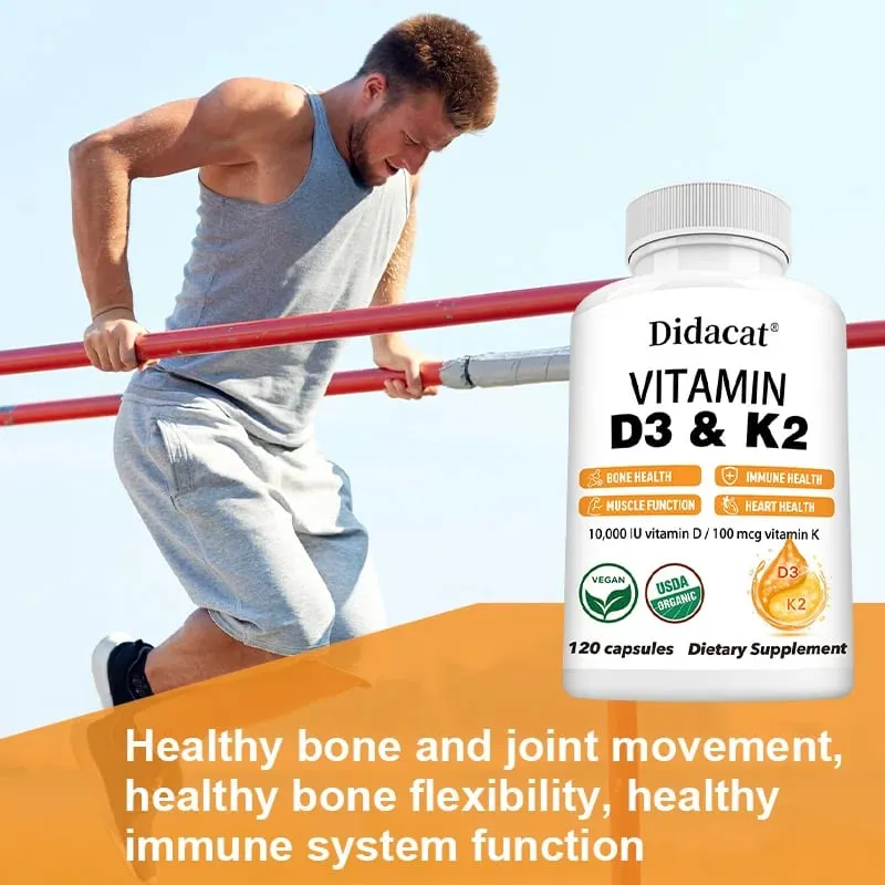 Vitamin D3+K2 Supplement 10000IU Vitamin D3 and K2 (MK-7) Capsules for Bone Heart Muscle Immune Support Non-GMO — image 5