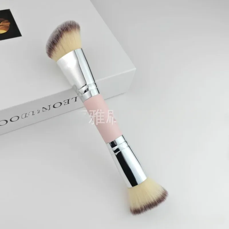 Double Head Makeup Brushes 2 In 1 Flat/Angled Foundation Concealer Contour Brush for Blending Loose Powder Liquid Cream