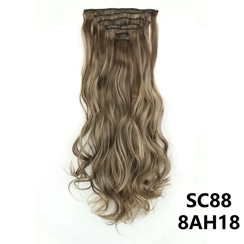 Long Straight Synthetic 16 Clips In Hair Extensions 7Pcs/Set High Temperature Fiber Black Brown Blonde Hairpiece For Women — image 30