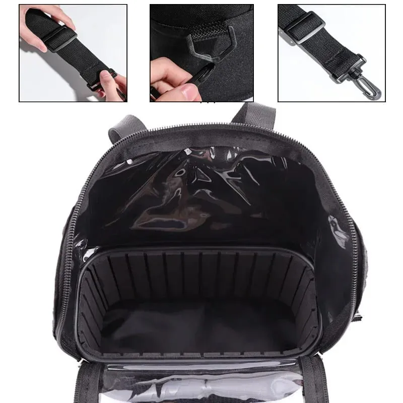 Clear Makeup Brush Holder with Lid Large Capatity Makeup Brushes Storage Bag Stand-up Makeup Artist Bags With Strap and Dividers — image 5