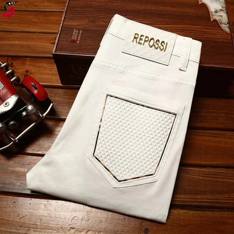 Summer thin jeans men's affordable luxury fashion high-end stretch slim fit ankle-length pants casual trend — image 2