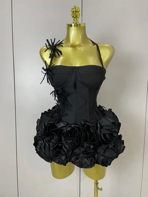 Sexy Halter Prom Gown Celebrity Club Two Piece Set Cocktail Elegant Women Fashion Luxury Birthday Party Red Black Bandage Outfit — image 7