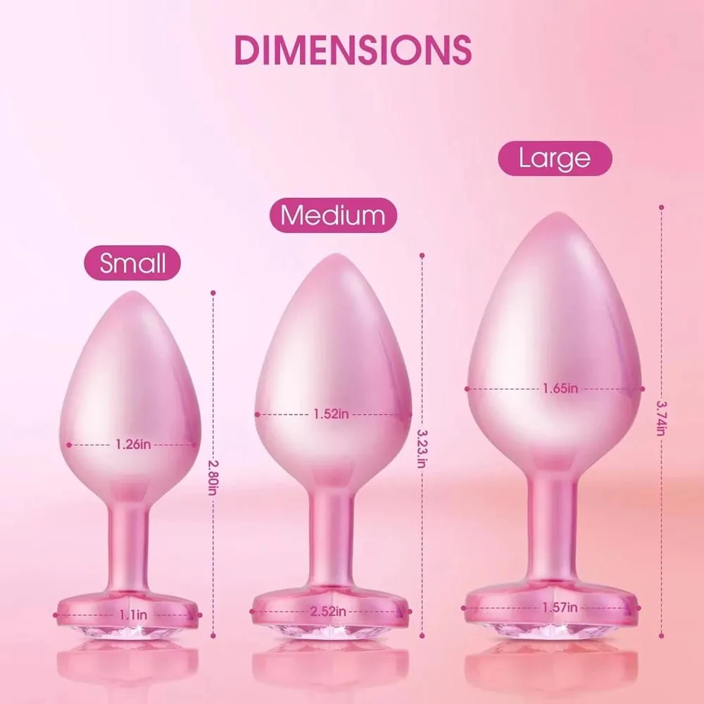 3 Sizes Crystal Diamond Heart Base Metal Anal Plug Beginner Butt Plug Masturbation Stimulator Sex Massager Adult Sex Toys — image 3