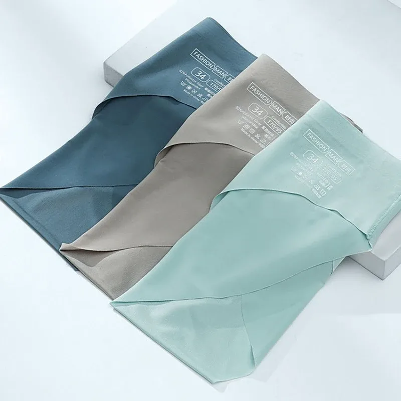 Men's Ice Silk Seamless Briefs Summer New Ultra-thin Transparent Sexy Quick-drying Trendy Breathable Underwear Panties — image 8