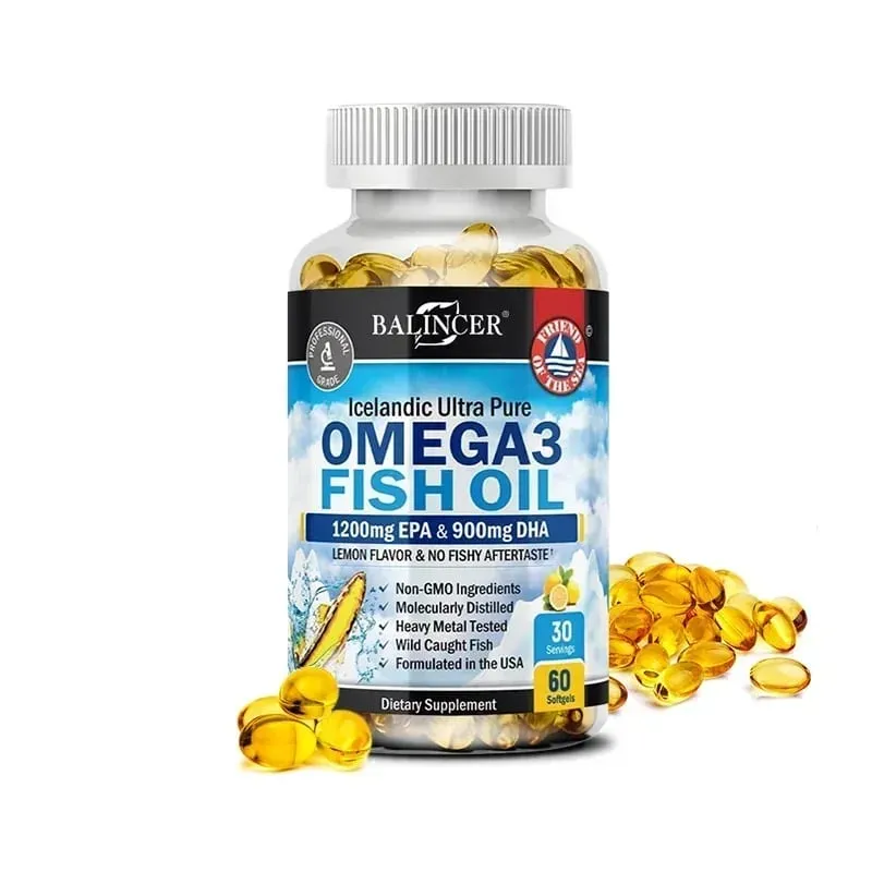 Balincer Omega 3 Fish Oil Dietary Supplement - DHA & EPA Nourishes Joint Eye Heart and Brain Health. Boosts Immunity Non-GMO