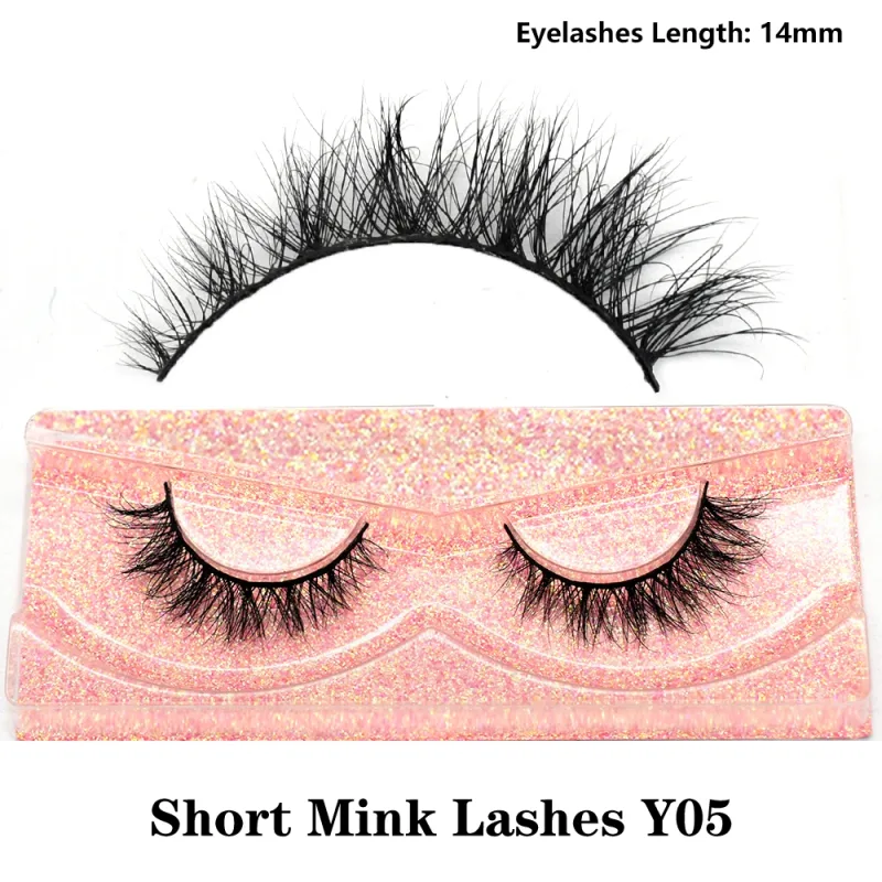 Demi-cils naturels 3D en vison, courts, duveteux, vaporeux, bande croisée, doux, Extension, maquillage — image 17