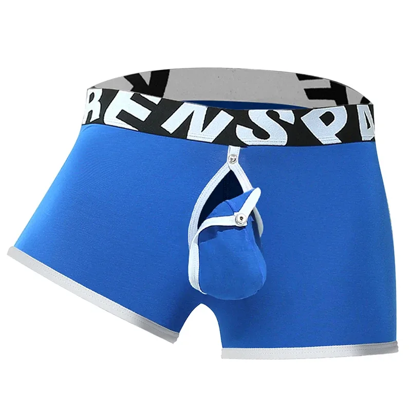 Mens Sexy Boxer Underwear Open Back Underpants Removable U Convex Pouch Panties Middle Waist Knickers — image 1