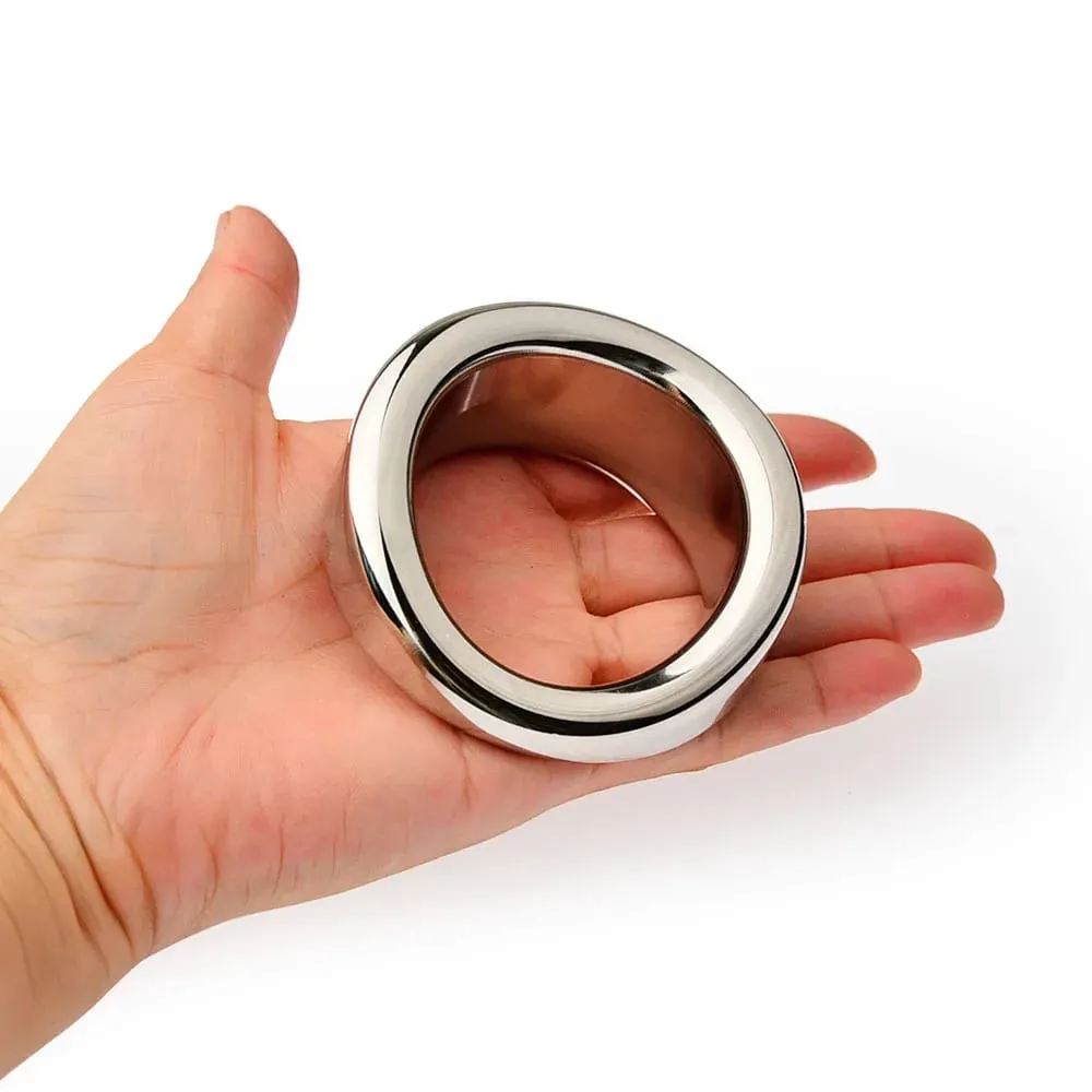 Natahovač varlat z nerezové oceli Heavy Duty Penis Ring Kovový zámek Kohout Zátěžové cvičení Šourek Přívěsek Muž Bondage Sex Toy