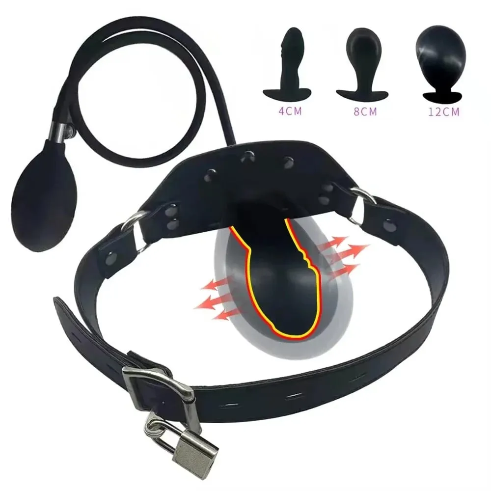 Inflatable Mouth Gag Silicone Ball Oral Fixation PU Leather Band Bondage Restraints Gag penis Bdsm Slave Game Sex Toys for Women — image 1