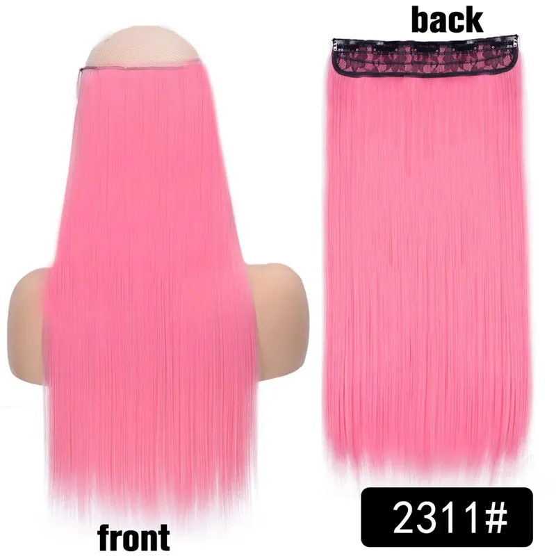 Long Straight Curly One Piece 5clips Clip-in Extensions 22Inch Heat Resistant Hairstyles Colour Mix Blonde Hair Piece For Women — image 61