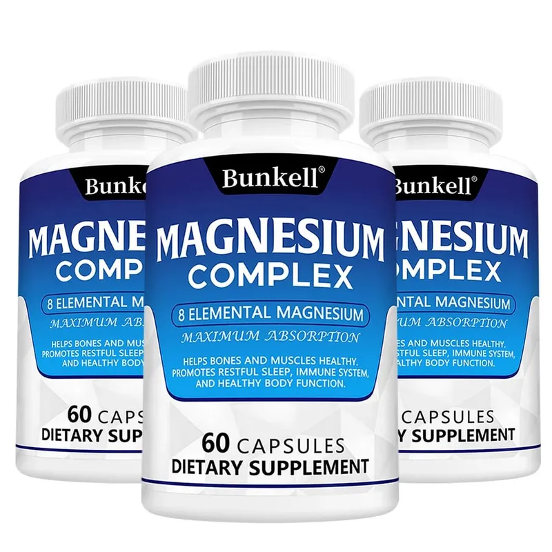 Complesso di magnesio 120 capsule - Integratore per la salute dei muscoli ossei e del cuore Supporto per il sonno Rilassamento muscolare Sollievo dallo stress e dall'ansia — image 11