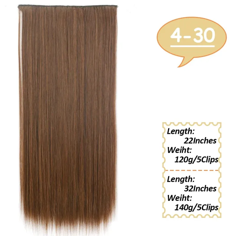 5 Clips Long Wavy Clip In Hair Extensions Synthetic Heat Resistant One Piece False Blonde Hair Black Brown Hairpiece For Women