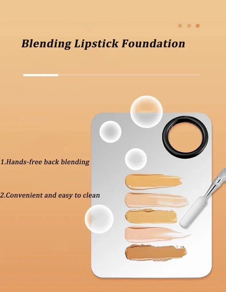 Makeup Mixing Palette Foundation Lipstick Eye Shadow Stainless Steel Mixer Palette with Spatula Mixing Stick Beauty Tools Nail-A — image 6