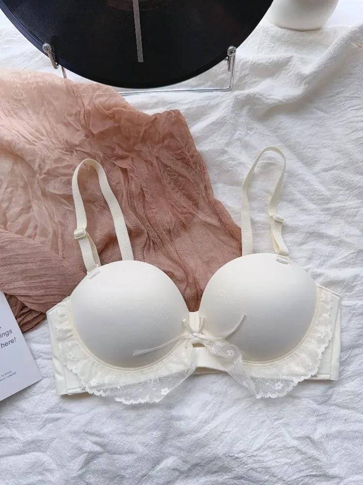 Kırmızı Yarım Fincan Dantel Sutyen Seti Küçük Sandıklar için Ayarlanabilir Destek Anti-Sarkma Push Up Seksi iç çamaşırı seti Kadın Doğum Günü Hediyesi — image 4