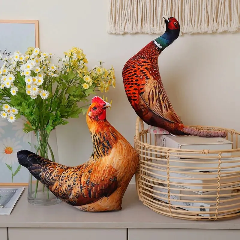 Simulation 3D Printed Animal Pillow Lifelike Parrot Goose Duck Pigeon Pheasant Cock Stuffed Doll Cute Cushion Toys Home Decor — image 4