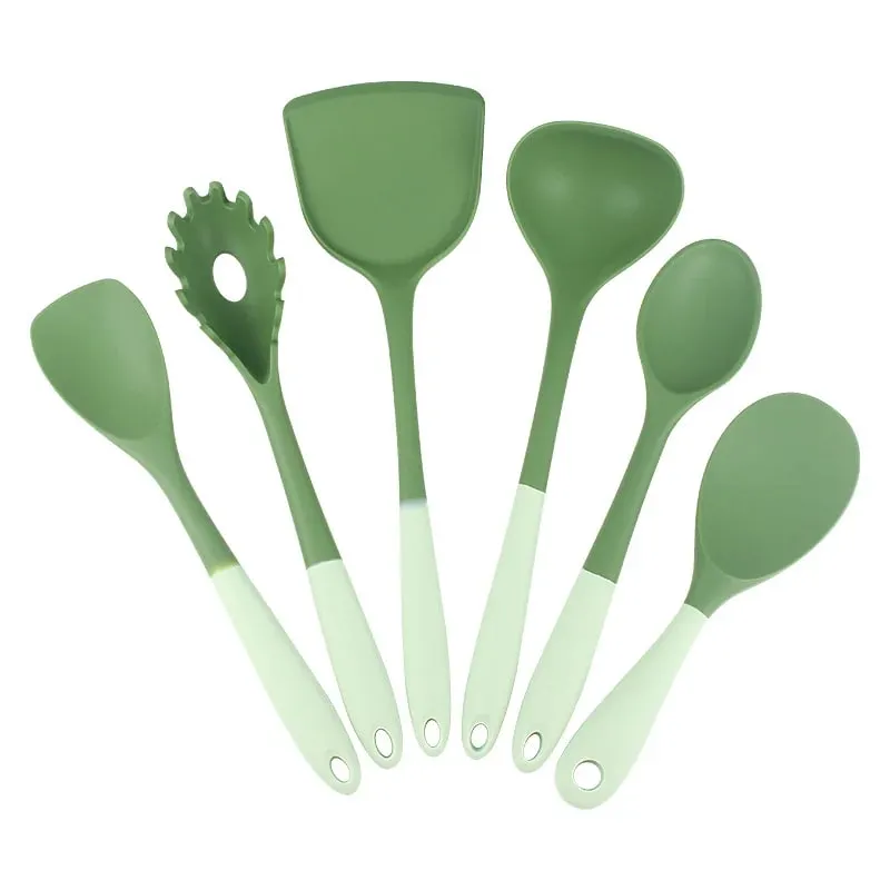 6-Piece Silicone Kitchen Utensil Set: Chinese Spatula Soup Ladle Slotted Turner Pasta Spoon Salad & Honey Scrapers for Non-S — image 5