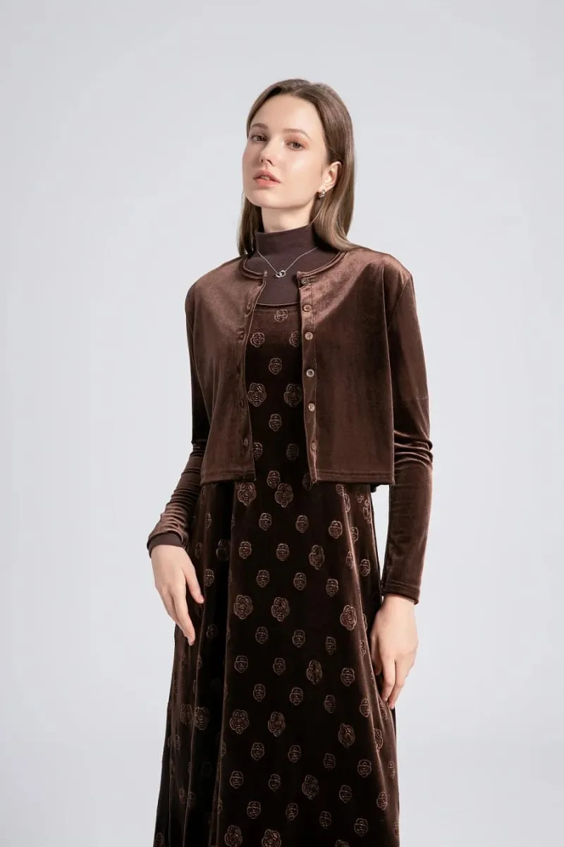AS 2024 Fall- winter velvet woman clothes adjustable strap dress + basic tops + cardigan + sleeveless dress (ship out in 1 day) — image 6