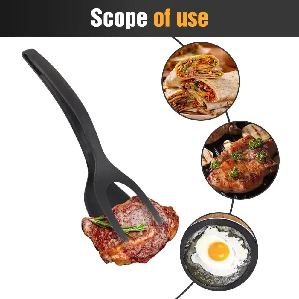2025 Egg Flipper Spatula 2 in 1 Grip and Flip Spatula Tongs Silicone Egg Flipper Tool Fish French Toast Tongs Non-Stick Cooking — image 3