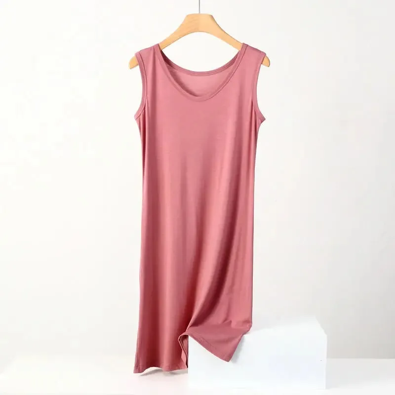 Summer Modal Sleeveless Dress Solid color Tank dress Large size 8XL Mid-Length Bottoming Cami dresses All match — image 12